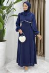 Nevin tesettür abiye elbise Lacivert