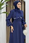Nevin tesettür abiye elbise Lacivert