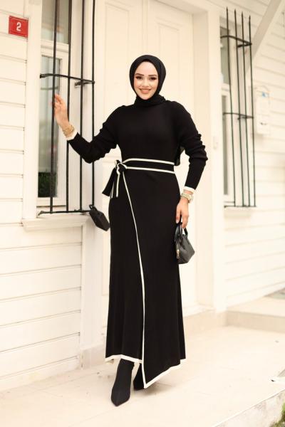 Peştamal triko elbise  Siyah