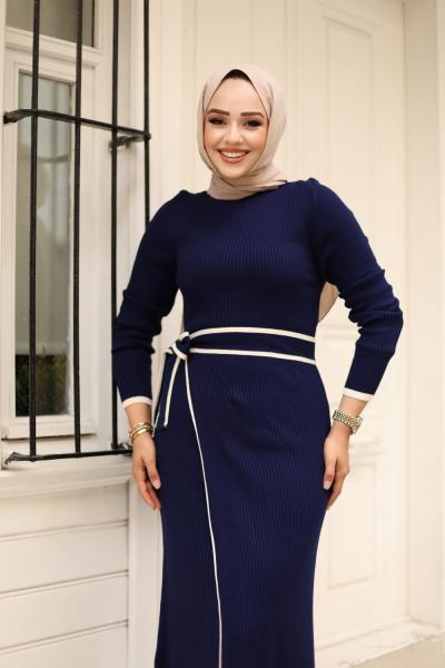 Peştamal triko elbise  Lacivert