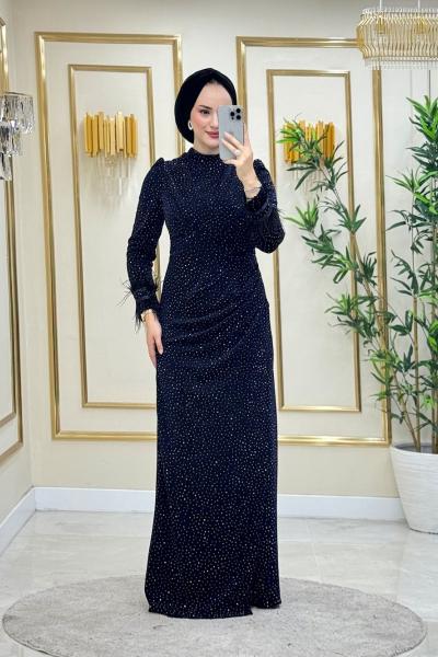 Prenses abiye elbise  Açık Lacivert