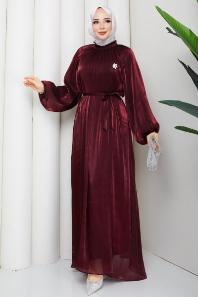 Şafak tesettür elbise  Bordo