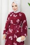 Sanem tesettür elbise  Bordo