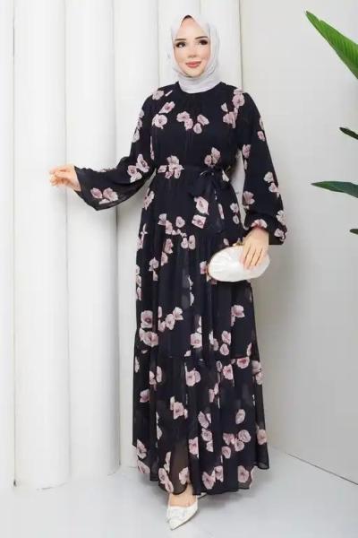 Sanem tesettür elbise  Siyah