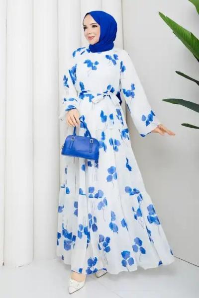 Sanem tesettür elbise  Mavi