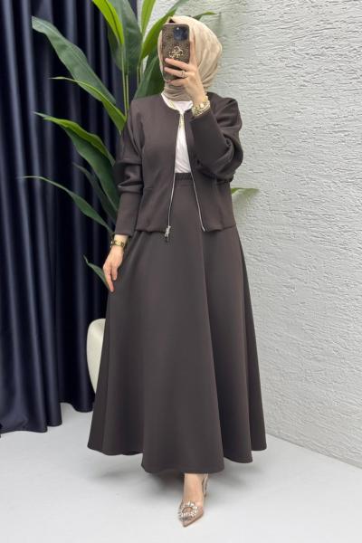 Selen etekli takım  Kahverengi