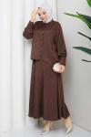 Şermin etekli tesettür takım  Kahverengi