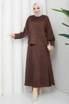 Şermin etekli tesettür takım  Kahverengi