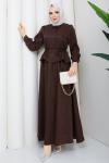Sezin tesettür  etekli takım Kahverengi