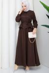 Sezin tesettür  etekli takım Kahverengi