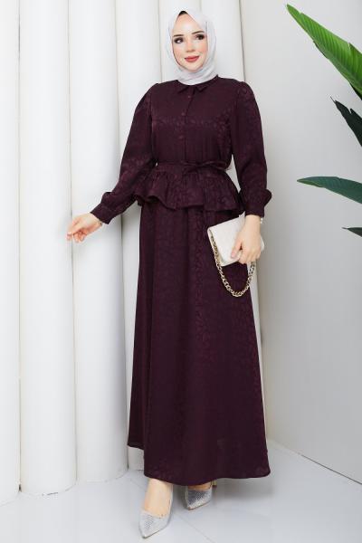 Sezin tesettür  etekli takım Mürdüm