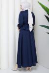 Sezin tesettür  etekli takım Lacivert