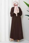 Şirin tesettür elbise  Kahverengi