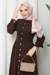 Şirin tesettür elbise  Kahverengi