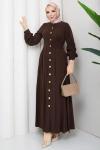 Şirin tesettür elbise  Kahverengi