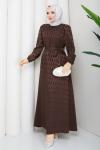 Şule tesettür elbise  Kahverengi