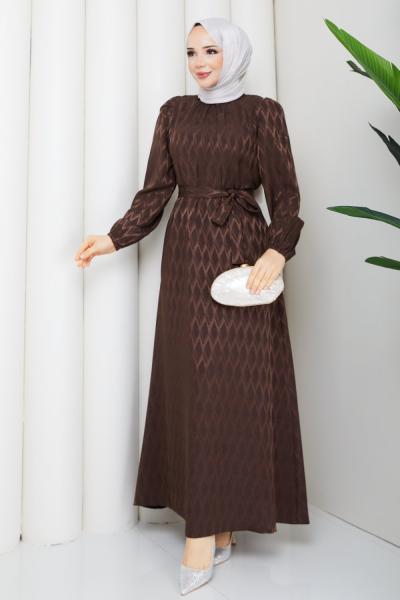 Şule tesettür elbise  Kahverengi