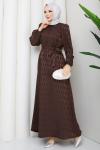 Şule tesettür elbise  Kahverengi