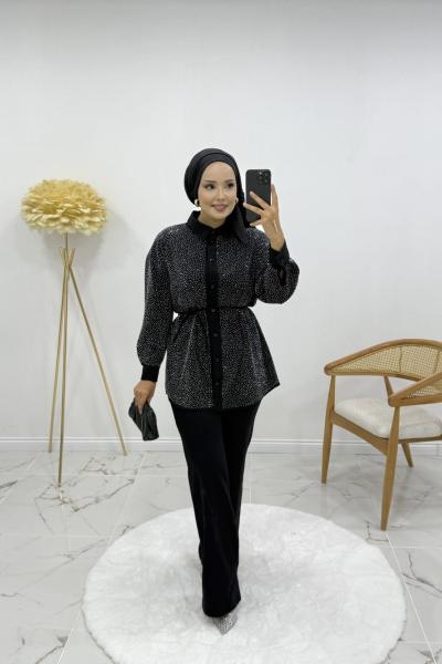 Taşlı takım Siyah