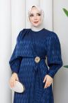 Tokalı tesettür elbise  Lacivert