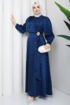 Tokalı tesettür elbise  Lacivert