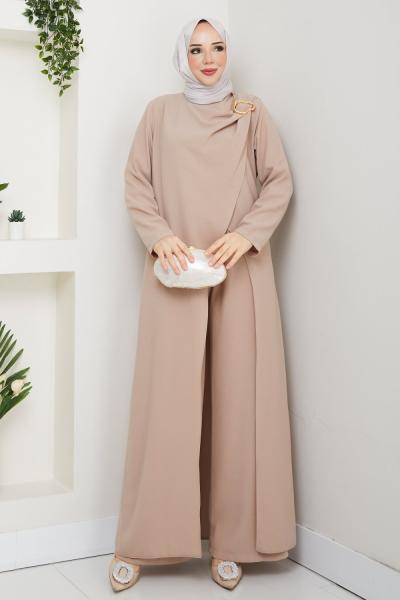 Tutku  pantolonlu takım Taş Rengi