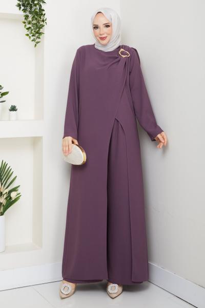 Tutku  pantolonlu takım Lila