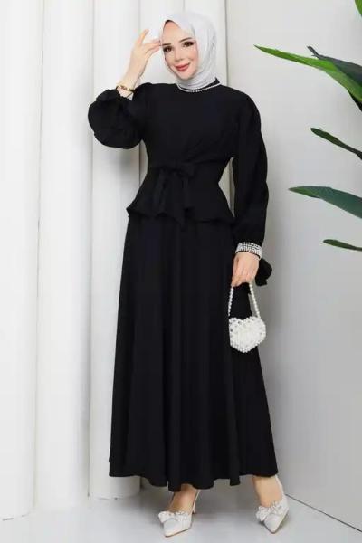 Yeter etekli tesettür takım  Siyah