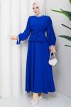 Yeter etekli tesettür takım  Saks Mavisi