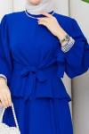 Yeter etekli tesettür takım  Saks Mavisi