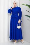Yeter etekli tesettür takım  Saks Mavisi
