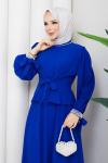 Yeter etekli tesettür takım  Saks Mavisi