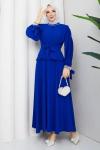 Yeter etekli tesettür takım  Saks Mavisi