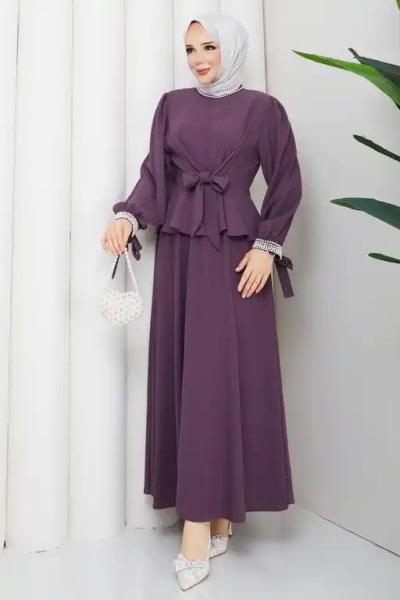 Yeter etekli tesettür takım  Mor