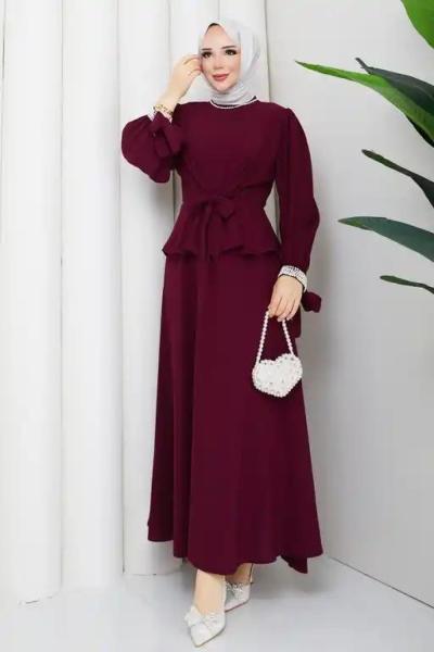Yeter etekli tesettür takım  Vişne