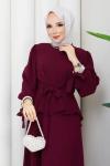 Yeter etekli tesettür takım  Vişne