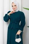 Yeter etekli tesettür takım  Petrol Mavisi