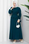 Yeter etekli tesettür takım  Petrol Mavisi