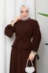 Yeter etekli tesettür takım  Kahverengi
