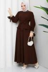 Yeter etekli tesettür takım  Kahverengi