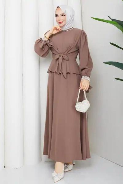 Yeter etekli tesettür takım  Vizon