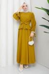 Yeter etekli tesettür takım  Hardal Sarısı
