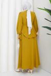 Yeter etekli tesettür takım  Hardal Sarısı
