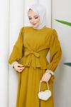Yeter etekli tesettür takım  Hardal Sarısı