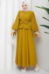 Yeter etekli tesettür takım  Hardal Sarısı