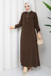 Zümra tesettür elbise  Kahverengi