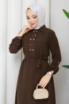 Zümra tesettür elbise  Kahverengi