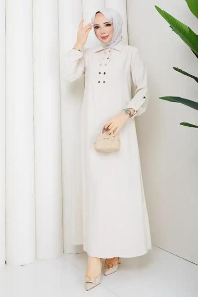 Zümra tesettür elbise  Ekru
