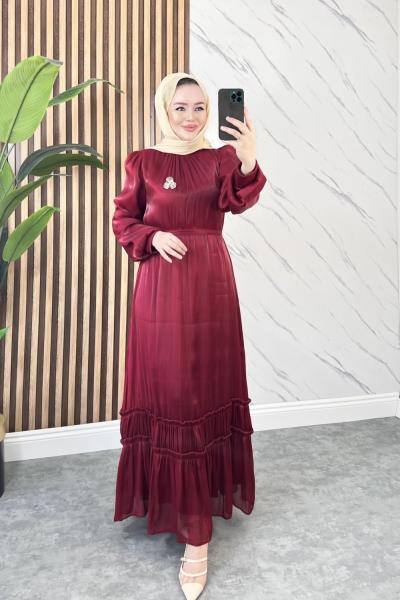 Behice tesettür elbise  Bordo