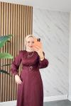 Liva tesettür elbise  Bordo